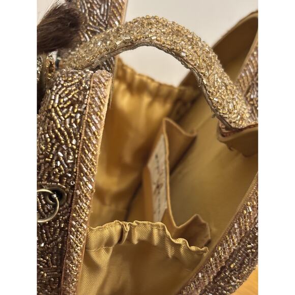 MARY FRANCES “PAINTER’S PALETTE” GOLD/RAINBOW BEADED HANDBAG/PURSE w/DUSTBAG - Picture 6 of 10